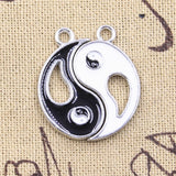 5pairs Charms Eight Diagrams Black And White Yin Yang Gossip 25x28mm Pendants DIY Craft Making Findings Handmade Tibetan Jewelry