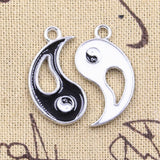 5pairs Charms Eight Diagrams Black And White Yin Yang Gossip 25x28mm Pendants DIY Craft Making Findings Handmade Tibetan Jewelry