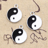 5pcs Charms 2 Sided Eight Diagrams Black And White Yin Yang Gossip 18mm Pendants Ef3673