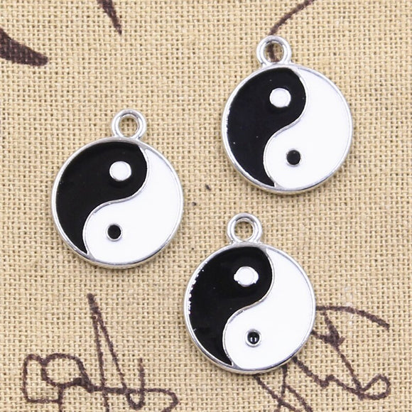 5pcs Charms 2 Sided Eight Diagrams Black And White Yin Yang Gossip 18mm Pendants Ef3673