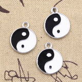 5pcs Charms 2 Sided Eight Diagrams Black And White Yin Yang Gossip 18mm Pendants Ef3673
