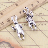 5pcs Charms 3D Rabbit 36x15mm Tibetan Bronze Silver Color Pendants Antique Jewelry Making DIY Handmade Craft