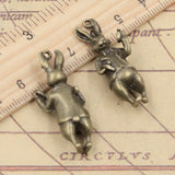 5pcs Charms 3D Rabbit 36x15mm Tibetan Bronze Silver Color Pendants Antique Jewelry Making DIY Handmade Craft