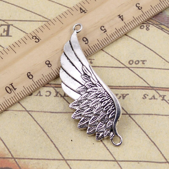 5pcs Charms Angel Wings Connector 60x22mm Tibetan Bronze Silver Color Pendants Antique Jewelry Making EF3706