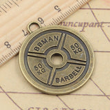 5pcs Charms Barbell Disc Weight Bbman 50kg 40x35mm Tibetan Bronze Silver Color Pendants Antique Jewelry DIY Handmade Making