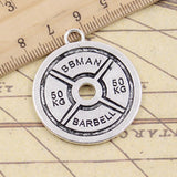 5pcs Charms Barbell Disc Weight Bbman 50kg 40x35mm Tibetan Bronze Silver Color Pendants Antique Jewelry DIY Handmade Making
