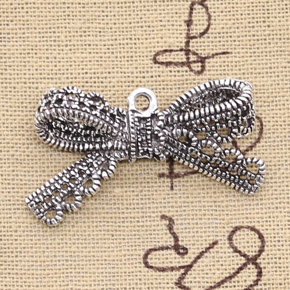 5pcs Charms Bowknot Bow 44x23mm Antique Silver Color Pendants DIY Crafts Making Findings Handmade Tibetan Jewelry