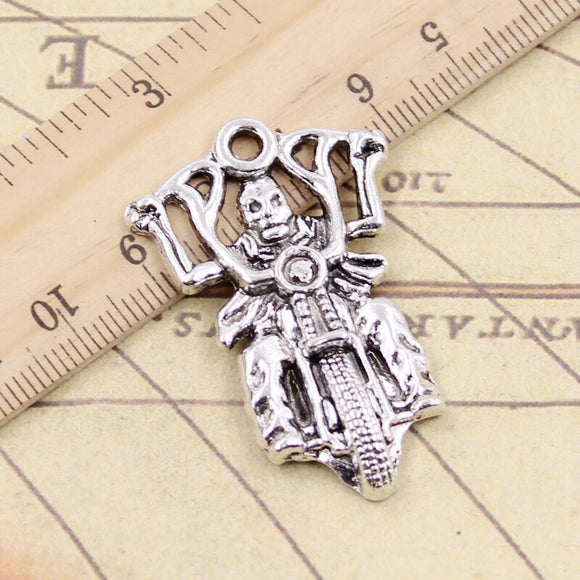 5pcs Charms Death Knight Motorcycle 44x28mm Tibetan Bronze Silver Color Pendants Antique Making DIY Handmade Craft Pendant