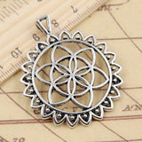 5pcs Charms Flower Of Life Yoga Datura Stramonium 48x41mm Tibetan Silver Color Pendant Antique Jewelry Making DIY Handmade Craft