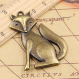 5pcs Charms Fox 50x37mm Tibetan Bronze Silver Color Pendants Antique Jewelry Making DIY Handmade Craft ef4397