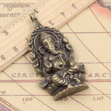 5pcs Charms Ganesha Buddha Elephant 62x32mm Tibetan Bronze Silver Color Pendants Antique Jewelry Making DIY Handmade Craft