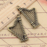 5pcs Charms Harp Musical 40x21mm Tibetan Bronze Silver Color Pendants Antique Jewelry Making DIY Handmade Craft