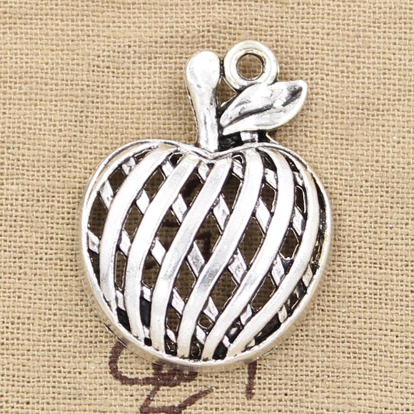 5pcs Charms Hollow Apple 38x29mm Antique Silver Color Pendants DIY Crafts Making Findings Handmade Tibetan Jewelry