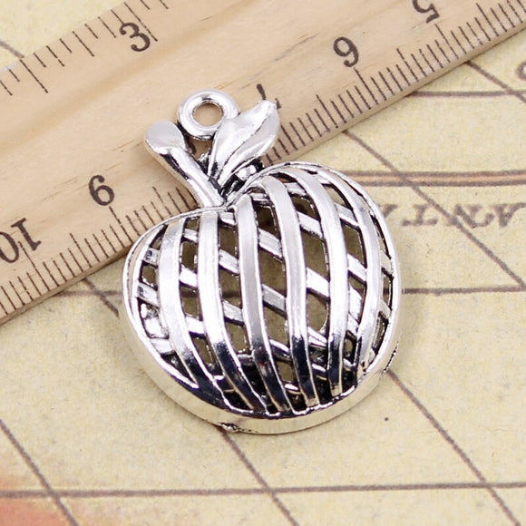 5pcs Charms Hollow Apple 38x29mm Tibetan Silver Color Pendants Antique Jewelry Making DIY Handmade Craft