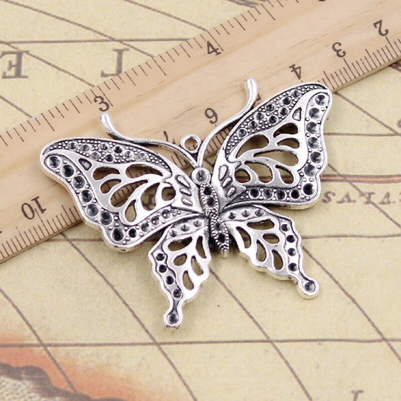 5pcs Charms Hollow Butterfly 60x48mm Tibetan Silver Color Pendants Antique Jewelry Making DIY Handmade Craft EF4344