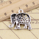 5pcs Charms Hollow Elephant 26x29mm Tibetan Silver Color Pendants Antique Jewelry Making DIY Handmade Craft
