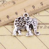 5pcs Charms Hollow Elephant 26x29mm Tibetan Silver Color Pendants Antique Jewelry Making DIY Handmade Craft