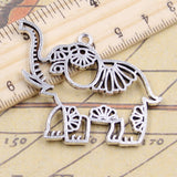5pcs Charms Hollow Elephant 41x50mm Tibetan Silver Color Pendants Antique Jewelry Making DIY Handmade Craft