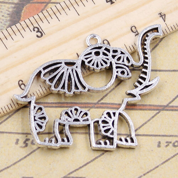 5pcs Charms Hollow Elephant 41x50mm Tibetan Silver Color Pendants Antique Jewelry Making DIY Handmade Craft