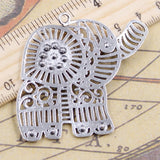 5pcs Charms Hollow Elephant 51x53mm Tibetan Silver Color Pendants Antique Jewelry Making DIY Handmade Craft Pendant