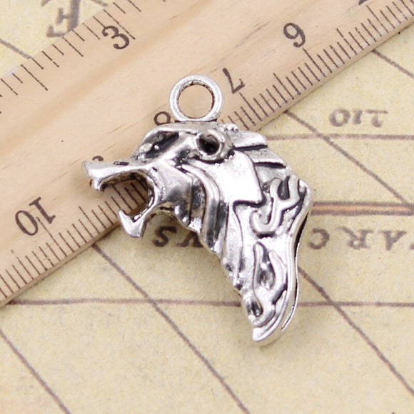 5pcs Charms Howling Wolf Head 32x20mm Tibetan Silver Color Pendants Antique Jewelry Making DIY Handmade Craft