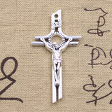 5pcs Charms INRI Cross Jesus 55x28mm Antique Silver Color Pendants DIY Crafts Making Findings EF3667