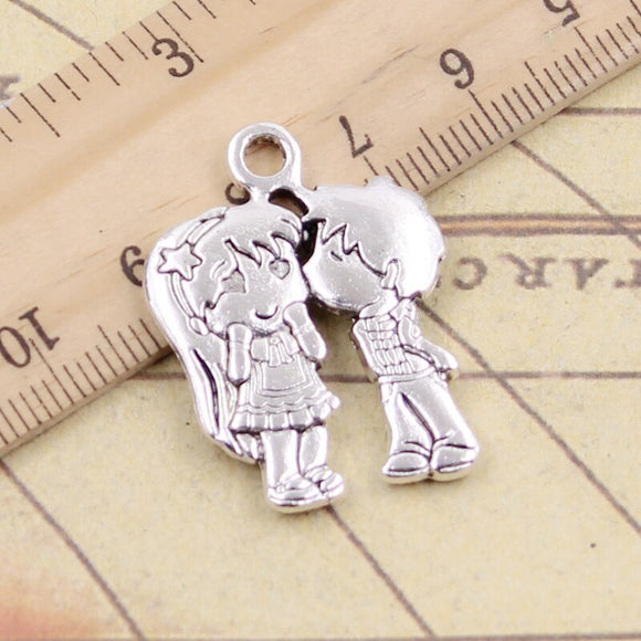 5pcs Charms Lover Sweethearts Kissing 31x23mm Tibetan Silver Color Pendants Antique Jewelry Making DIY Handmade Craft
