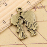 5pcs Charms Lover Sweethearts Kissing 31x23mm Tibetan Silver Color Pendants Antique Jewelry Making DIY Handmade Craft