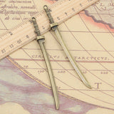 5pcs Charms Samurai Sword 107x10mm Tibetan Bronze Silver Color Pendants Antique Jewelry Making DIY Handmade Craft h0851