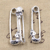 5pcs Charms Skull Skeleton Pin 46x14x9mm Antique Bronze Silver Color Pendants DIY Craft Making Findings Handmade Tibetan Jewelry