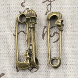 5pcs Charms Skull Skeleton Pin 46x14x9mm Antique Bronze Silver Color Pendants DIY Craft Making Findings Handmade Tibetan Jewelry