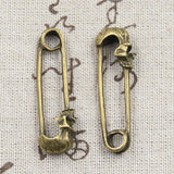 5pcs Charms Skull Skeleton Pin 46x14x9mm Antique Bronze Silver Color Pendants DIY Craft Making Findings Handmade Tibetan Jewelry