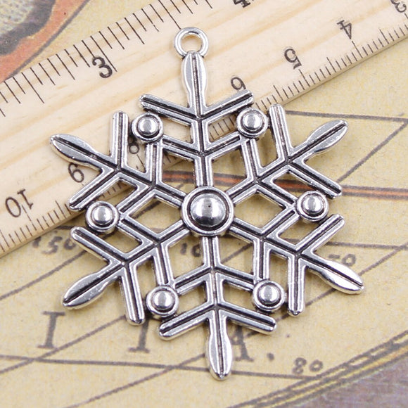 5pcs Charms Snow Snowflake 58x47mm Tibetan Silver Color Pendants Antique Jewelry Making DIY Handmade Craft