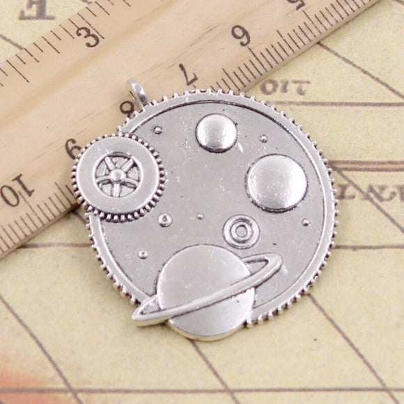 5pcs Charms Solar System Galaxy 41x37mm Tibetan Bronze Silver Color Pendants Antique Jewelry Making DIY Handmade Craft Pendant