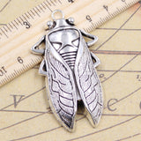 5pcs Charms Summer Cicada 62x33mm Tibetan Bronze Silver Color Pendants Antique Jewelry Making DIY Handmade Craft Pendant