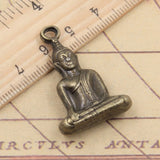 5 piezas de dijes de Buda meditador Tathagata, colgantes de bronce tibetano de color plata, joyería antigua, artesanía hecha a mano. 