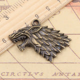 5pcs Charms Wolf Head 32x44mm Tibetan Bronze Silver Color Pendants Antique Jewelry Making DIY Handmade Craft