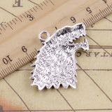 5pcs Charms Wolf Head 32x44mm Tibetan Bronze Silver Color Pendants Antique Jewelry Making DIY Handmade Craft
