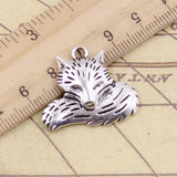 5pcs Charms Wolf Tail Fox 24x28mm Tibetan Bronze Silver Color Pendants Antique Jewelry Making DIY Handmade Craft ef4406