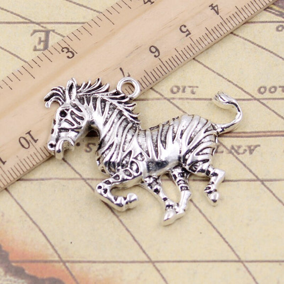 5pcs Charms Zebra Pinto 50x40mm Tibetan Silver Color Pendants Antique Jewelry Making DIY Handmade Craft Pendant