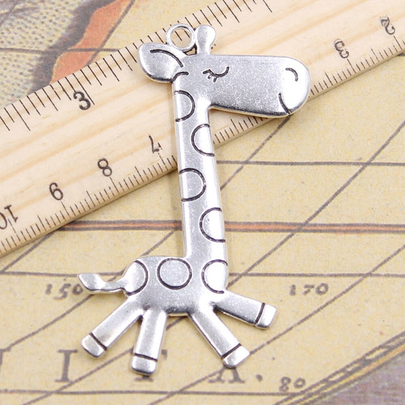 5pcs Charms running giraffe deer 66x36mm Tibetan Bronze Silver Color Pendants Antique Jewelry Making DIY Handmade Craft