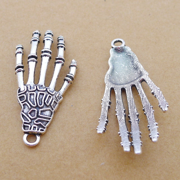 6 Pieces 22*43mm Mixed Alloy Antique Silver Color Skeleton Hands Charms Vintage Pendant Accessory For DIY Jewelry Making