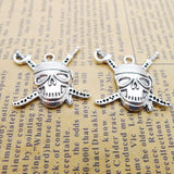 6 Pieces 24*24mm Newest Style Alloy Antique Silver Color Skull Wicca Charms Pendant For DIY Jewelry Making