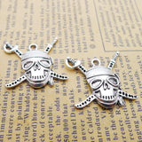 6 Pieces 24*24mm Newest Style Alloy Antique Silver Color Skull Wicca Charms Pendant For DIY Jewelry Making