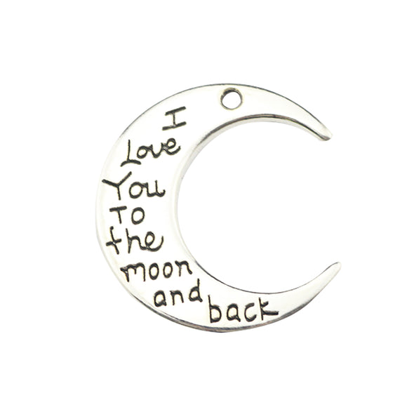 6 Pieces 28x30mm Antique Silver Color Mixed Letters Moon Charms DIY  Jewelry Making