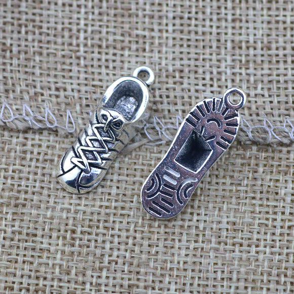 6 Pieces 29*10mm Mixed Alloy Antique Silver Color Shoes Hollow Charms Bracelet Keychain Pendant Accessory For DIY Jewelry Making