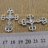 6 Pieces 30*45mm Antique Silver Color Mixed Alloy Charms Cross Wicca Bracelet For DIY Jewelry Making