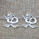 6 Pieces 30x29mm Antique Silver Color Mermaid Charms Keychains Bracelet For DIY Jewelry Making