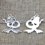 6 Pieces 30x29mm Antique Silver Color Mermaid Charms Keychains Bracelet For DIY Jewelry Making