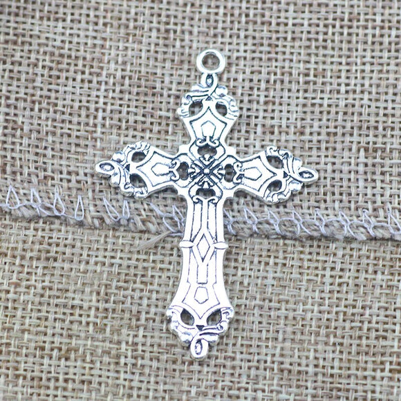 6 Pieces/Lot 55*35mm Antique Silver Plated Alloy crucifix Cross Charms Pendant For Diy Jewelry Making